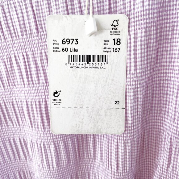 NWT Mayoral Lilac Cotton Dress, Size 14/16 - Picture 5 of 6